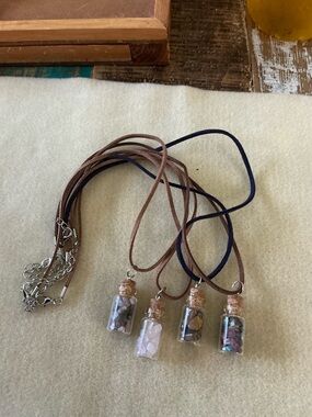 Set of 4 Handmade crystal chip Pendant Necklaces, NWOT